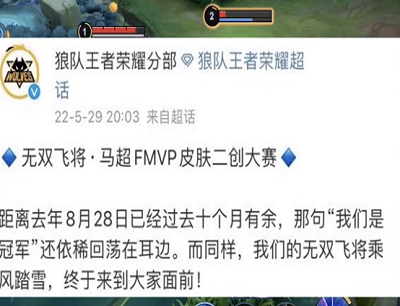 马超MVP皮肤名字叫无双飞将